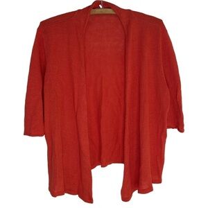 EILEEN FISHER Linen Knit Open Cardigan Sweater Lightweight Size Large Petite
